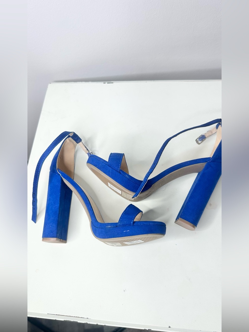 Charlotte Russe Royal Blue Suede Platform Block Heel Sandals-nwt- 7